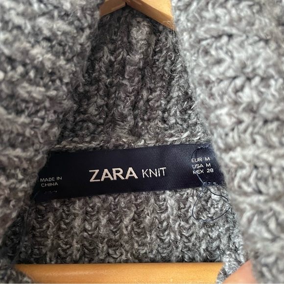 Zara Soft Knit Oversized Slouchy Turtleneck Sweater Heather Grey Sz Medium - Picture 8 of 9